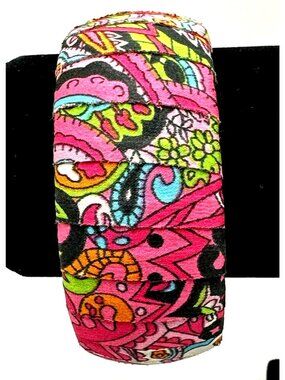 Retro Vibrant Bangle Bracelet Psychedelic Fabric-Covered Wideband Granny